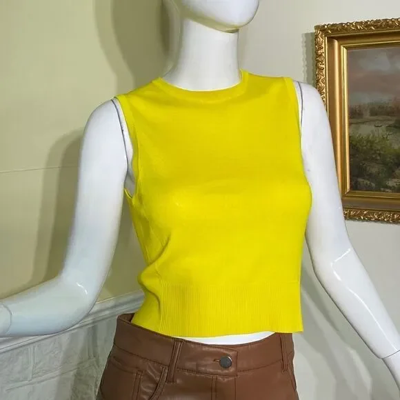 NWOT Rag & Bone Raylee Cropped Stretch Knit Tank Top Yellow - Picture 3 of 13